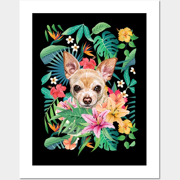 Tropical Short Haired Fawn Red Chihuahua Wall Art by LulululuPainting